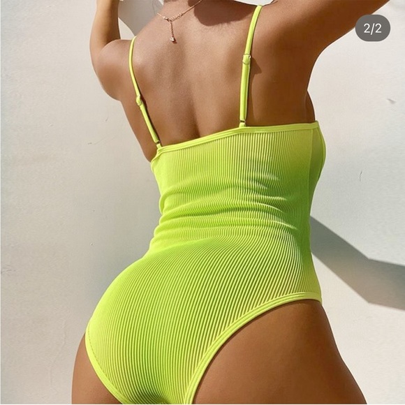 Fashion Neon Bustier Tummy Tuck Swimsuit Size Medium - Picture 3 of 11